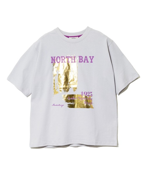 CUBE SUGAR(キューブシュガー)の「CUBE SUGAR/キューブシュガー 21/-OE天竺箔プリントTEE(Tシャツ/カットソー・レディース・グレー/パープル・FREE)」の2枚目の写真
