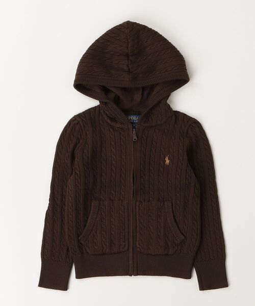 POLO RALPH LAUREN CHILDRENSWEAR（ポロ ラルフ ローレン チルドレンズウェア）の「ミニケーブル コットン フルジップ フーディ（パーカー・キッズ・ブラウン・3/6/4）」の2枚目の写真