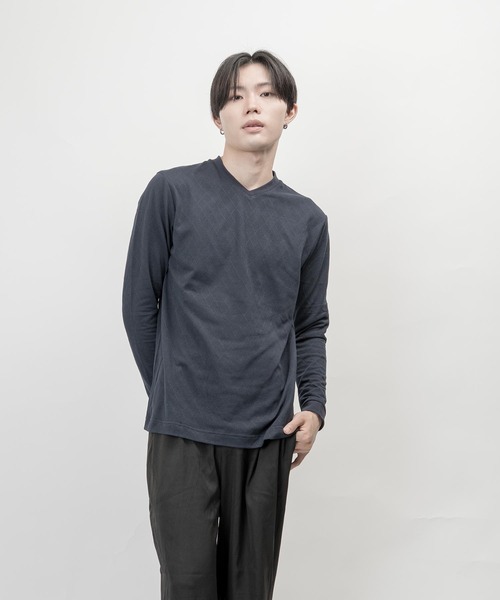 garsonwave(ギャルソンウェーブ)の「サーモライトモックネックVネックデザイン長袖Tシャツ(GW)(Tシャツ/カットソー・メンズ・ブラック/グレー/ネイビー/ホワイト・S/M/L/LL)」の10枚目の写真