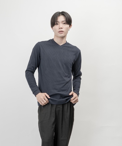garsonwave(ギャルソンウェーブ)の「サーモライトモックネックVネックデザイン長袖Tシャツ(GW)(Tシャツ/カットソー・メンズ・ブラック/グレー/ネイビー/ホワイト・S/M/L/LL)」の9枚目の写真