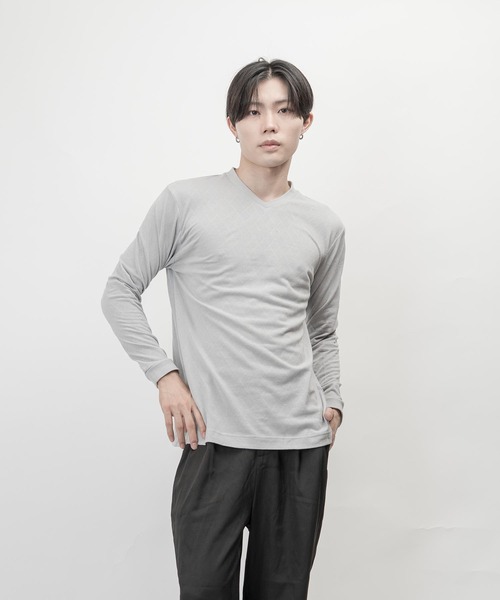 garsonwave(ギャルソンウェーブ)の「サーモライトモックネックVネックデザイン長袖Tシャツ(GW)(Tシャツ/カットソー・メンズ・ブラック/グレー/ネイビー/ホワイト・S/M/L/LL)」の12枚目の写真