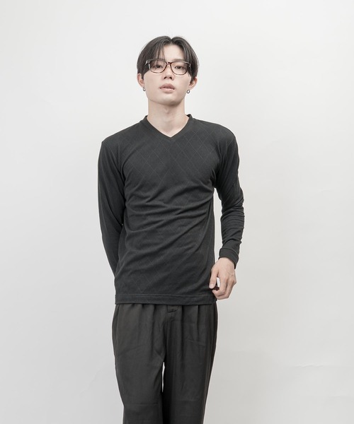 garsonwave(ギャルソンウェーブ)の「サーモライトモックネックVネックデザイン長袖Tシャツ(GW)(Tシャツ/カットソー・メンズ・ブラック/グレー/ネイビー/ホワイト・S/M/L/LL)」の16枚目の写真