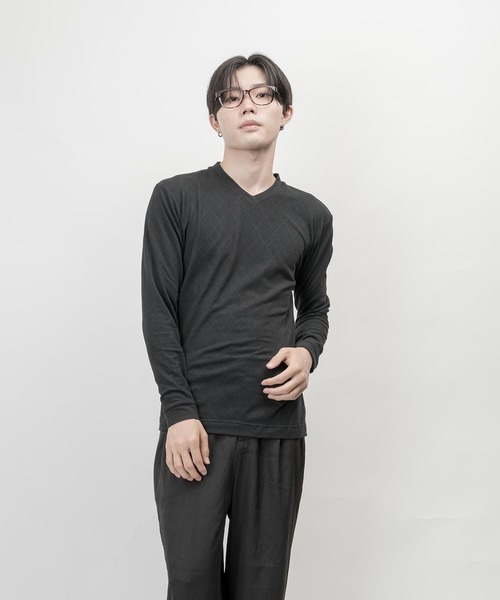garsonwave(ギャルソンウェーブ)の「サーモライトモックネックVネックデザイン長袖Tシャツ(GW)(Tシャツ/カットソー・メンズ・ブラック/グレー/ネイビー/ホワイト・S/M/L/LL)」の15枚目の写真