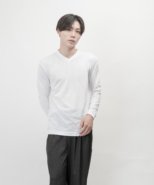 garsonwave(ギャルソンウェーブ)の「サーモライトモックネックVネックデザイン長袖Tシャツ(GW)(Tシャツ/カットソー・メンズ・ブラック/グレー/ネイビー/ホワイト・S/M/L/LL)」の20枚目の写真