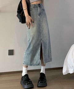 アディカラー スリーストライプス デニム ペンシルスカート