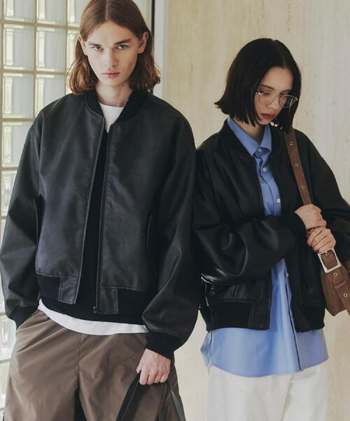 tk.TAKEO KIKUCHI（ティーケータケオキクチ）の「シンセティックレザー MA－1（ブルゾン・レディース・ブラック系/ダークブラウン系/ブラック・01/03/02）」の3枚目の写真