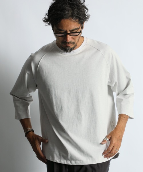 SHELTER PLATING RAGLAN SLEEVES 3QUATER TEE：2重編み ラグランスリーブ 7分袖Tシャツ