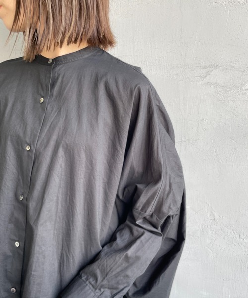 mizuiro ind/ミズイロインド] バックギャザー ワイドシャツ