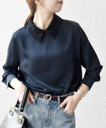 SHIPS（シップス）の「SHIPS any:〈洗濯機可能〉サテン レースカラー ブラウス（シャツ/ブラウス）」