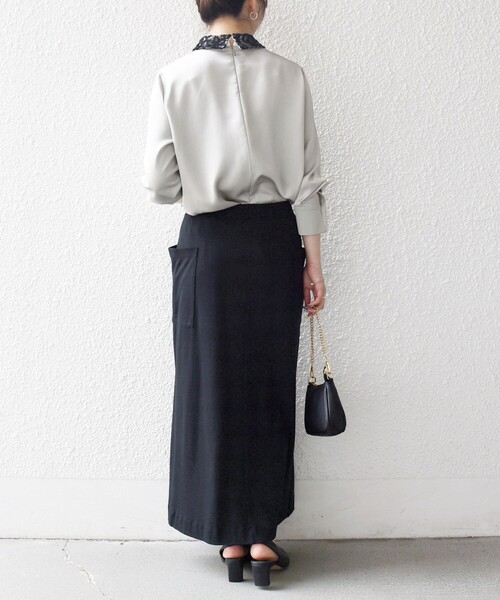 SHIPS any（シップス エニィ）の「SHIPS any:〈洗濯機可能〉サテン レースカラー ブラウス（シャツ/ブラウス・レディース・ライトグレー/クリーム/ネイビー・ONE SIZE）」の21枚目の写真