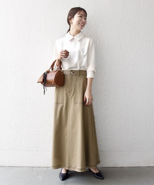 SHIPS any:〈洗濯機可能〉サテン レースカラー ブラウス（シャツ