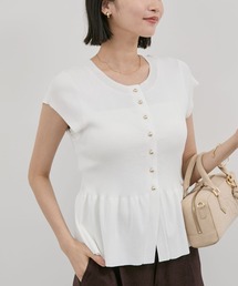 VIS | 【アンチピリング/洗える】美SMARTショートスリーブペプラムニット(カーディガン/ボレロ)