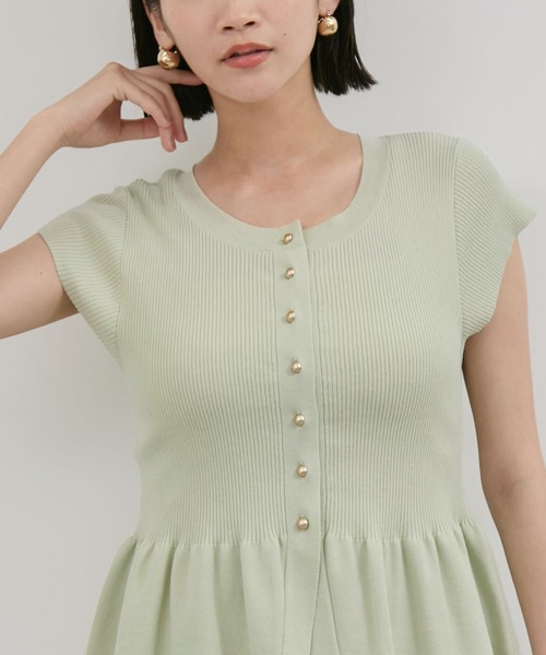 VIS（ビス）の「【アンチピリング/洗える】美SMARTショートスリーブペプラムニット（カーディガン/ボレロ・レディース・サックスブルー/ブラック/オフホワイト/ライトグリーン・FREE）」の17枚目の写真