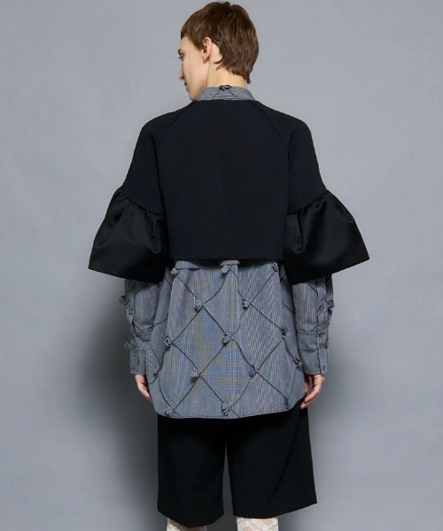 MAISON SPECIAL(メゾンスペシャル)の「Dome Sleeve Zip Jacket/ドームスリーブジップジャケット(ノーカラージャケット・レディース・グレー/ブラック・FREE)」の7枚目の写真