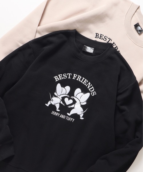 Tom&Jerry(トムアンドジェリー)の「【TOM & JERRY/トムとジェリー】裏起毛アップリケ刺繍スウェット(スウェット・メンズ・オフホワイト/ネイビー/スミクロ/サックスブルー/グレイッシュベージュ/ブラック・LARGE/MEDIUM)」の3枚目の写真