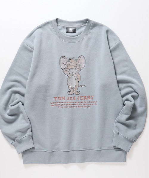 Tom&Jerry(トムアンドジェリー)の「【TOM & JERRY/トムとジェリー】裏起毛アップリケ刺繍スウェット(スウェット・メンズ・オフホワイト/ネイビー/スミクロ/サックスブルー/グレイッシュベージュ/ブラック・LARGE/MEDIUM)」の17枚目の写真