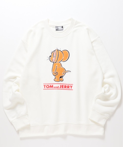 Tom&Jerry(トムアンドジェリー)の「【TOM & JERRY/トムとジェリー】裏起毛アップリケ刺繍スウェット(スウェット・メンズ・オフホワイト/ネイビー/スミクロ/サックスブルー/グレイッシュベージュ/ブラック・LARGE/MEDIUM)」の7枚目の写真