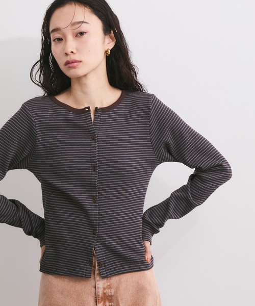 Healthknit(ヘルスニット)の「【Healthknit/ヘルスニット】2WAY / Rib Cardigan(カーディガン/ボレロ・レディース・ブルー系その他6/ホワイト系その他6/カーキ/ライトグレー・FREE)」の4枚目の写真