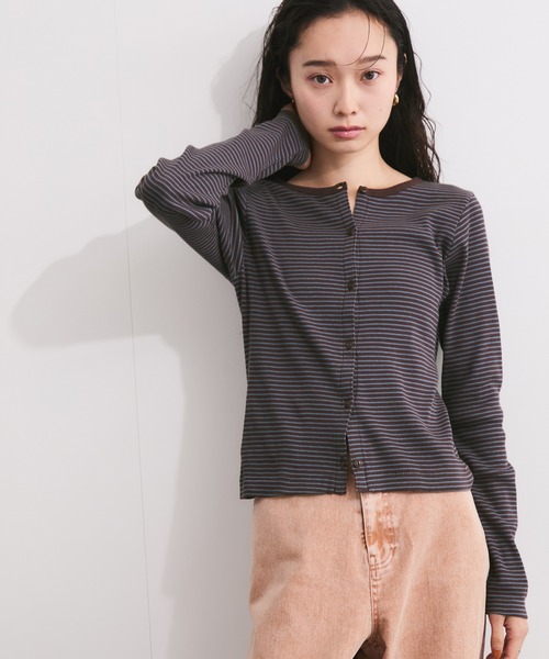 Healthknit(ヘルスニット)の「【Healthknit/ヘルスニット】2WAY / Rib Cardigan(カーディガン/ボレロ・レディース・ブルー系その他6/ホワイト系その他6/カーキ/ライトグレー・FREE)」の14枚目の写真