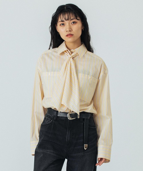 ROSE BUD(ローズバッド)の「(CREOLME)STRIPE L/S SHIRT(シャツ/ブラウス・レディース・ホワイト/イエロー・ONE SIZE)」の5枚目の写真