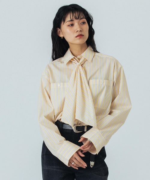 ROSE BUD(ローズバッド)の「(CREOLME)STRIPE L/S SHIRT(シャツ/ブラウス・レディース・ホワイト/イエロー・ONE SIZE)」の6枚目の写真