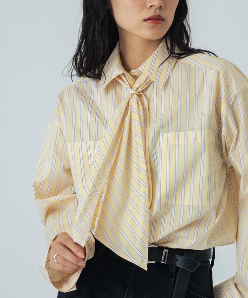 ROSE BUD(ローズバッド)の「(CREOLME)STRIPE L/S SHIRT(シャツ/ブラウス・レディース・ホワイト/イエロー・ONE SIZE)」の7枚目の写真
