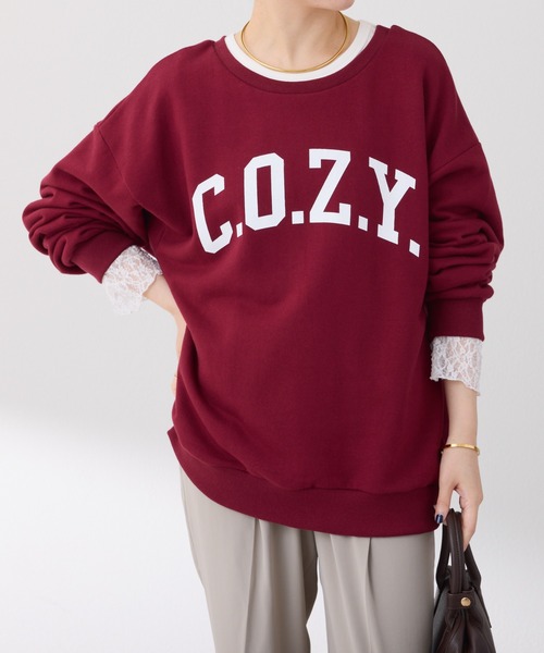 COLLAGE GALLARDAGALANTE(コラージュガリャルダガランテ)の「COZYロゴスウェット(スウェット・レディース・オフホワイト/ボルドー・FREE)」の12枚目の写真