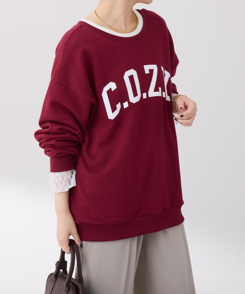 COLLAGE GALLARDAGALANTE(コラージュガリャルダガランテ)の「COZYロゴスウェット(スウェット・レディース・オフホワイト/ボルドー・FREE)」の16枚目の写真