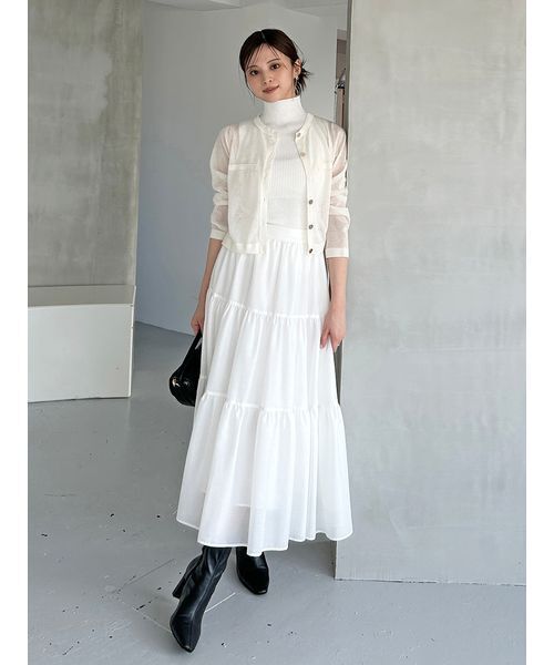 SNIDEL（スナイデル）の「Sustainableノースリラメニットプルオーバー（ニット/セーター・レディース・アイボリー/ブラック/カーキ/ピンク・F）」の12枚目の写真