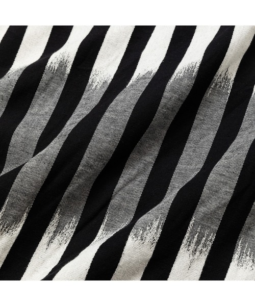 CALEE(キャリー)の「KASURI STRIPE JACQUARD KEY NECK WIDE SILHOUETTE SH(Tシャツ/カットソー・メンズ・ブラック×ホワイト・LARGE)」の5枚目の写真