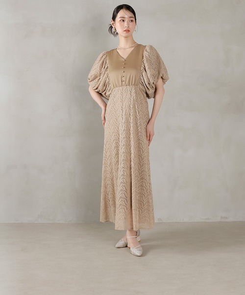 セール】レース ドルマンスリーブ ワンピースドレス パーティー 結婚式