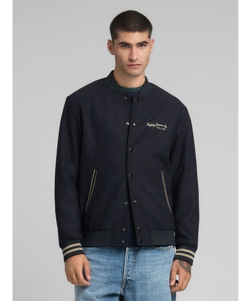 ウールブレンド バーシティ ボンバージャケット（スタジャン）｜REPLAY