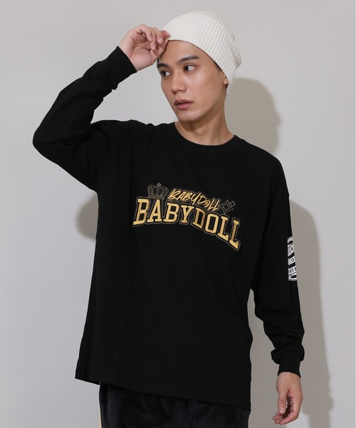 BABYDOLL(ベビードール)の「親子お揃い ゴールドワッペンロンT 0854A(Tシャツ/カットソー・レディース・ベージュ/ブラック・L/M)」の2枚目の写真
