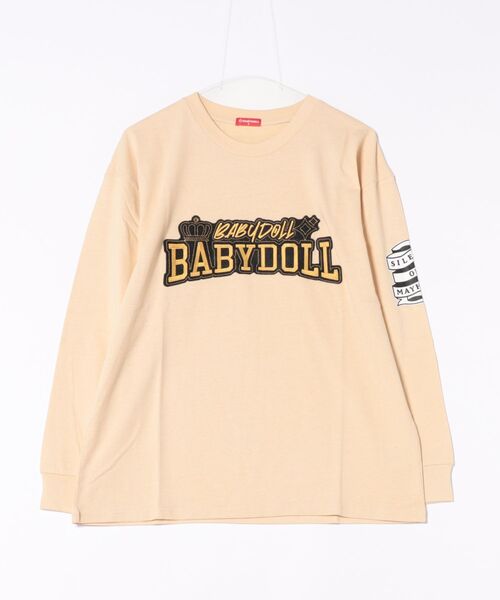 BABYDOLL(ベビードール)の「親子お揃い ゴールドワッペンロンT 0854A(Tシャツ/カットソー・レディース・ベージュ/ブラック・L/M)」の5枚目の写真