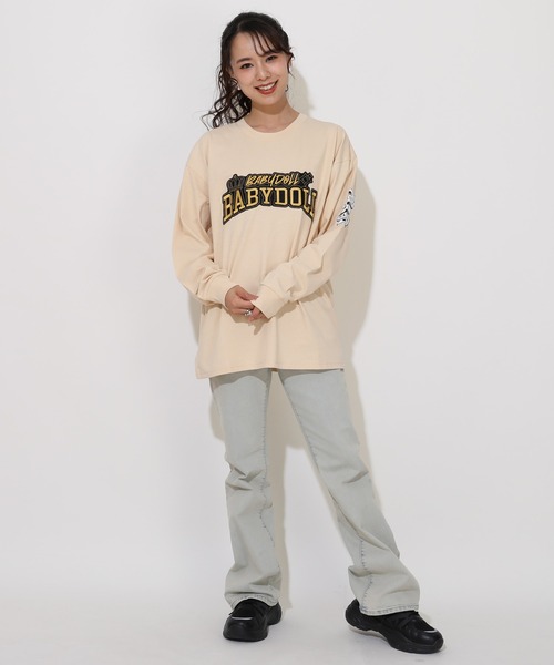 BABYDOLL(ベビードール)の「親子お揃い ゴールドワッペンロンT 0854A(Tシャツ/カットソー・レディース・ベージュ/ブラック・L/M)」の9枚目の写真