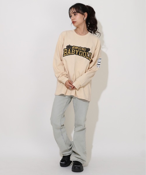 BABYDOLL(ベビードール)の「親子お揃い ゴールドワッペンロンT 0854A(Tシャツ/カットソー・レディース・ベージュ/ブラック・L/M)」の6枚目の写真