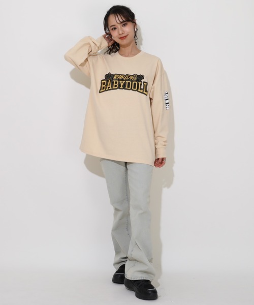 BABYDOLL(ベビードール)の「親子お揃い ゴールドワッペンロンT 0854A(Tシャツ/カットソー・レディース・ベージュ/ブラック・L/M)」の10枚目の写真