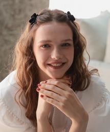 at.（アット）の「【at.】ベロアリボンミニクリップ（バレッタ/ヘアクリップ）」