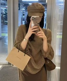 【再入荷】【リラックスできる♪ざっくりニット】ボートネック ざっくりニット /