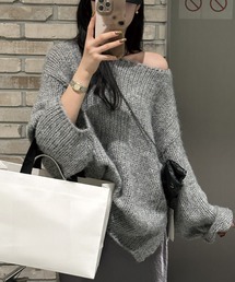 【再入荷】【リラックスできる♪ざっくりニット】ボートネック ざっくりニット /
