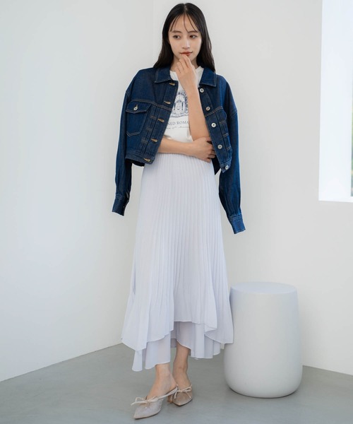 NOELA（ノエラ）の「ティアードシャイニースカート（スカート・レディース・ブラウン/サックスブルー/オフホワイト・M/S）」の4枚目の写真