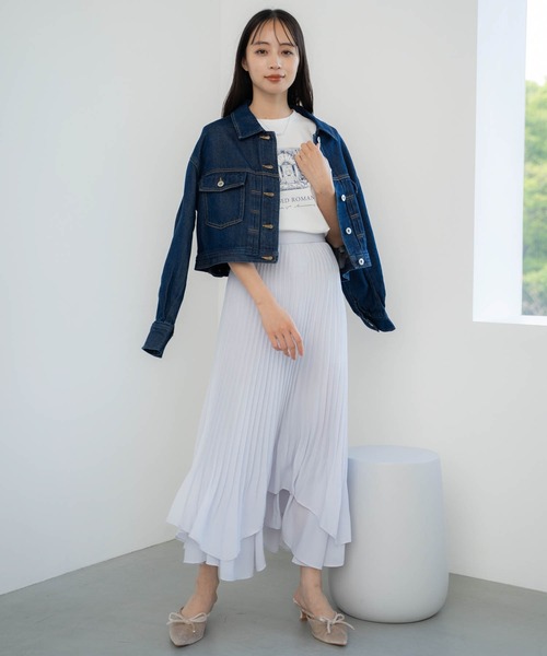 NOELA（ノエラ）の「ティアードシャイニースカート（スカート・レディース・ブラウン/サックスブルー/オフホワイト・M/S）」の6枚目の写真