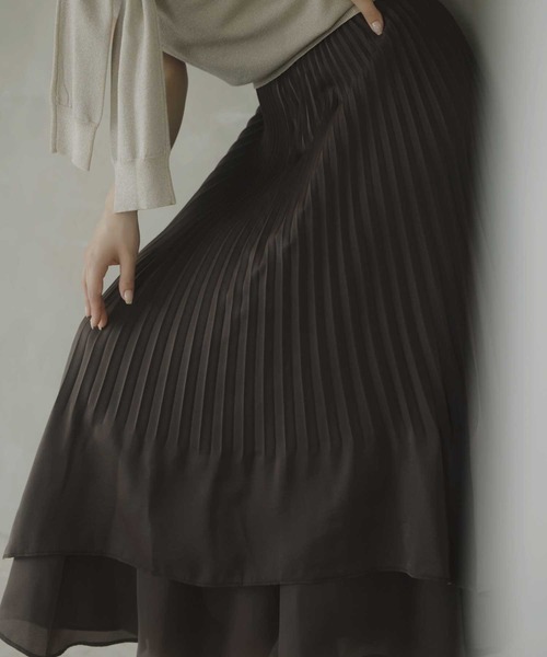 NOELA（ノエラ）の「ティアードシャイニースカート（スカート・レディース・ブラウン/サックスブルー/オフホワイト・M/S）」の19枚目の写真