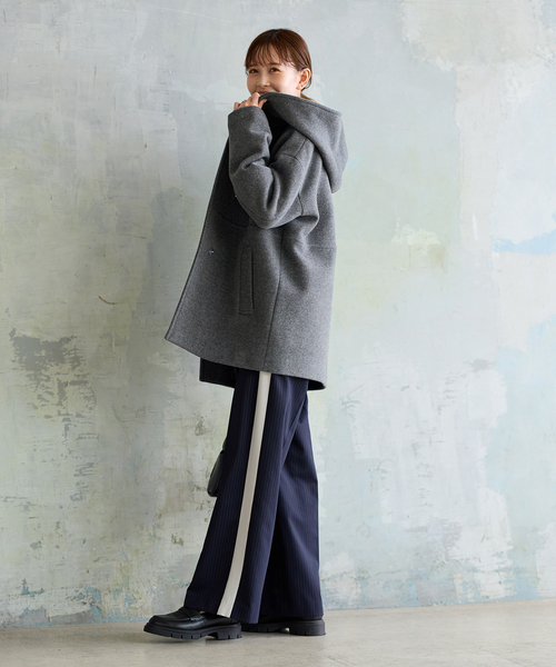 JOURNAL STANDARD（ジャーナルスタンダード）の「《追加》スーパー140モッサフードコート（その他アウター・レディース・グレー/ブラック・38/36）」の18枚目の写真