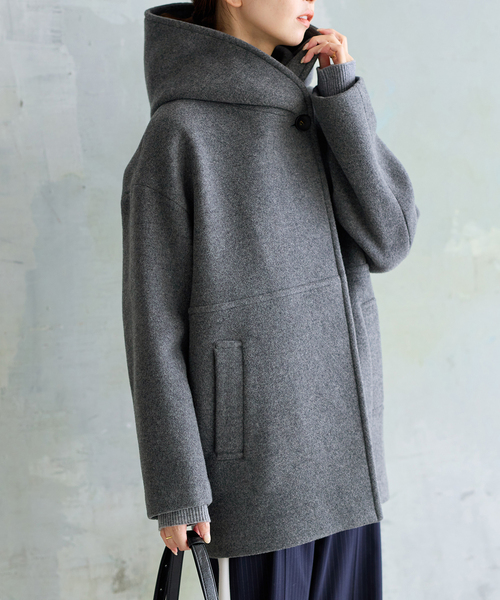 JOURNAL STANDARD（ジャーナルスタンダード）の「《追加》スーパー140モッサフードコート（その他アウター・レディース・グレー/ブラック・38/36）」の20枚目の写真