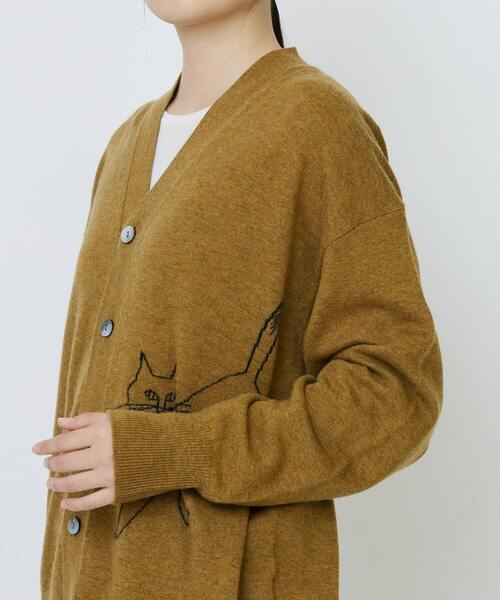 アデュートリステス　カーディガン ウールナイロンブークレー×ウールセミ梳毛コンビカーディガン