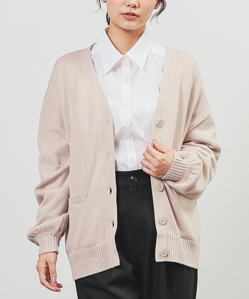 Honeys(ハニーズ)の「スクールVカーディガン(カーディガン/ボレロ・レディース・ネイビー/ベージュ/アイボリー/ブラック/杢グレー・L/M/LL/S)」の1枚目の写真