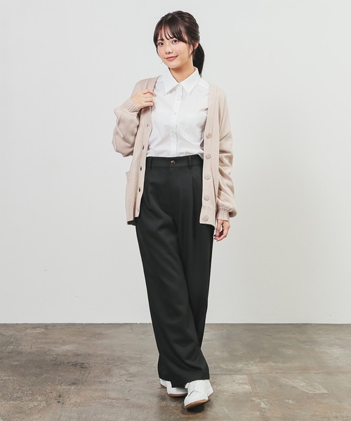 Honeys(ハニーズ)の「スクールVカーディガン(カーディガン/ボレロ・レディース・ネイビー/ベージュ/アイボリー/ブラック/杢グレー・L/M/LL/S)」の14枚目の写真