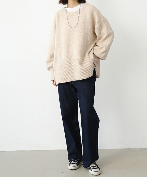 ReRe(リリ)の「オーバーサイズゆるニットセーター(ニット/セーター・レディース・アイボリー/グレイッシュベージュ/ピンク/ベージュ/ネイビー/チャコール・FREE)」の8枚目の写真