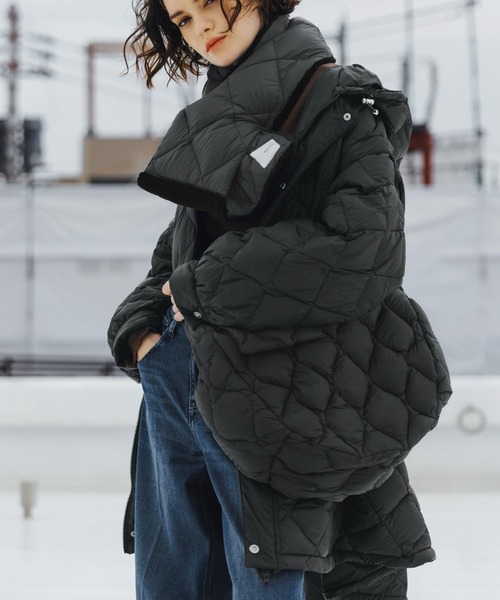 TAION × WILLFULLY】quilting reversible down boa muffler